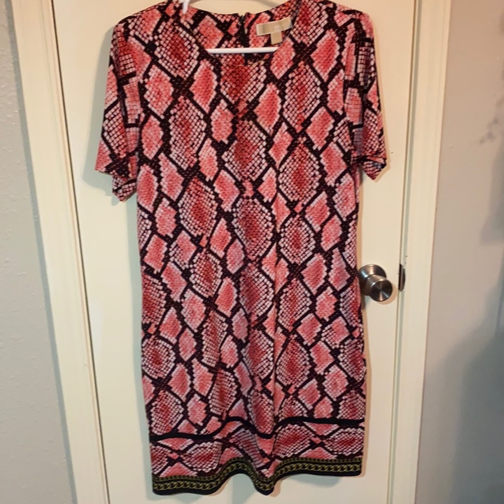 Michael Kors pink snake-skin pattern dress